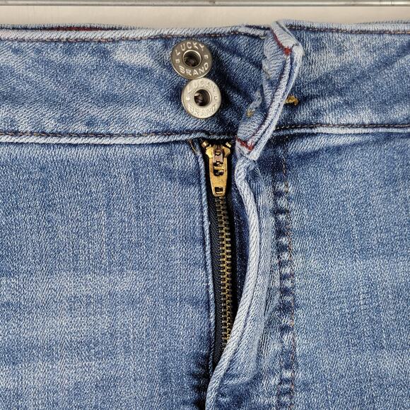 Lucky Brand Jeans 20W Emma Crop White Embroidery Hem Straight Leg Stretch Denim - Picture 3 of 13